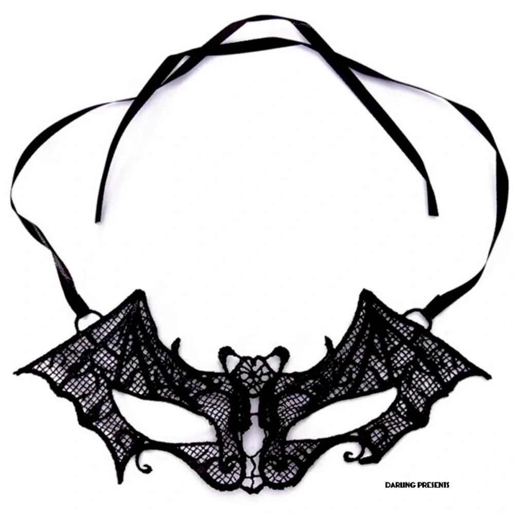 Bat Lace Face Mask Unisex Color Black Size OS
